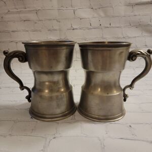 Antique  Pewter Tankard Set of T wo